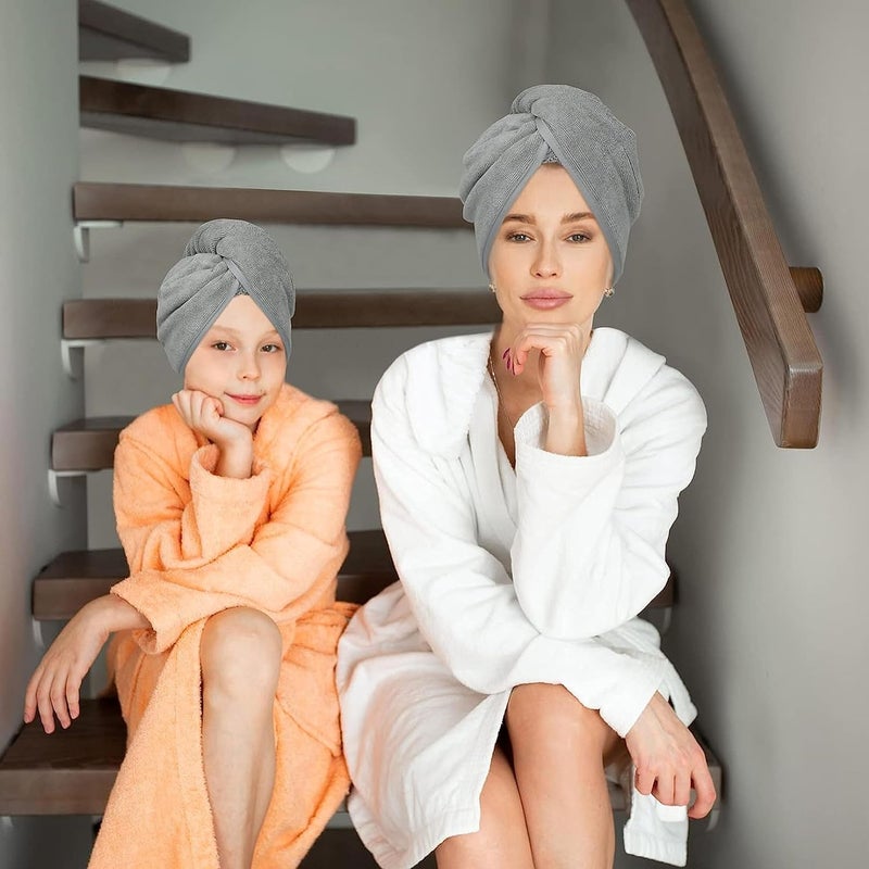 Fuelbyte 4 Pcs Hair Towel Wrap for WomenQuick Drying Microfiber Towel for Hair with Elastic Loop for TyingSuper Absorbent Head Towels Wrap for Ladies Hair Turban - Image 5