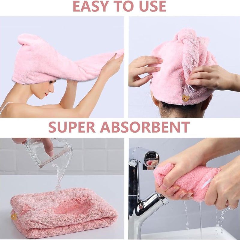 Fuelbyte 4 Pcs Hair Towel Wrap for WomenQuick Drying Microfiber Towel for Hair with Elastic Loop for TyingSuper Absorbent Head Towels Wrap for Ladies Hair Turban - Image 2