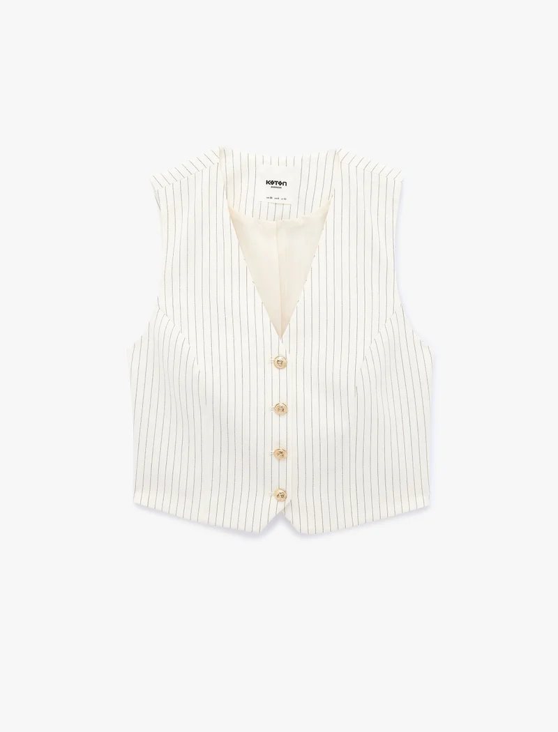 Koton Striped Blazer Vest