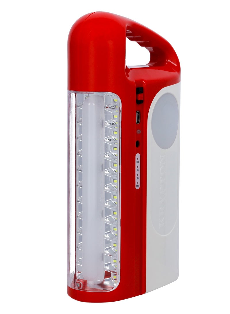 KRYPTON Rechargeable 3 Side Emergency Lantern, KNE5175 - With 2 Side Lamps, 92pcs HI Bright LED, 60 Hours Working Time, Power Bank Function, Charge Through Solar Panel - Image 2