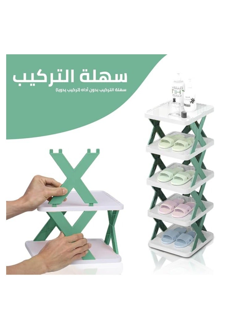 5 Layer Shoe Organizer for Narrow Closet, Entryway Plastic Storage Organizer, Space Saving Shoe Rack for Bedroom, Dressing Room, Hallway, Garage - Image 5