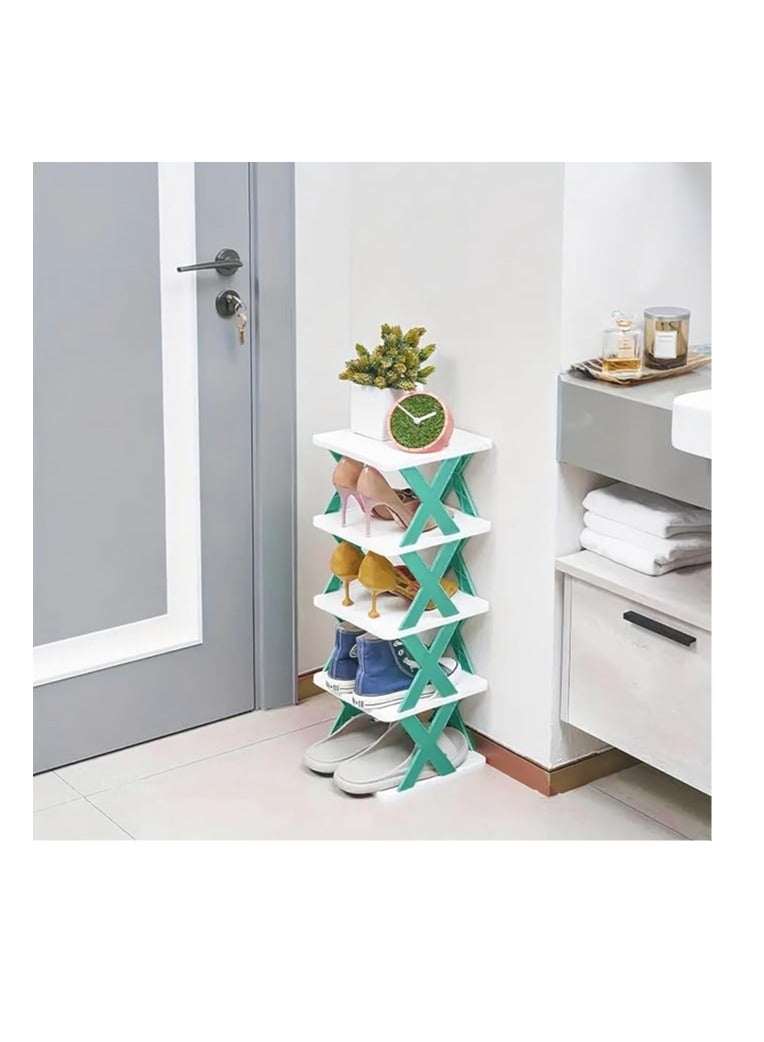 5 Layer Shoe Organizer for Narrow Closet, Entryway Plastic Storage Organizer, Space Saving Shoe Rack for Bedroom, Dressing Room, Hallway, Garage - Image 2