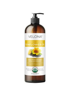 velona Usda Certified Organic Sunflower Oil - 16 Fl Oz | 100% Pure And Natural Carrier Oil | High Oleic, Refined, Cold Pressed | Cooking, Skin, Hair, Body & Face Moisturizing  - Image 1