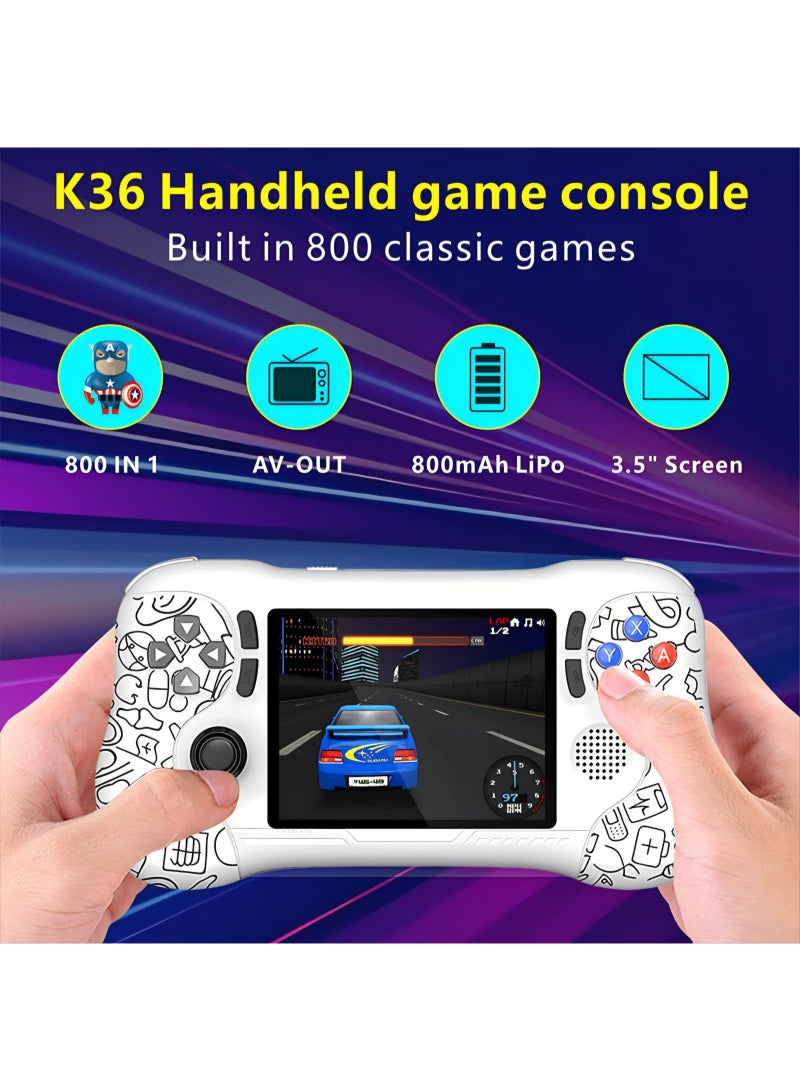 K36 Retro Classic Portable Gaming Console with 3.5-inch IPS Screen – Supports 800 Built-in Games and External Controller Connection - Image 3