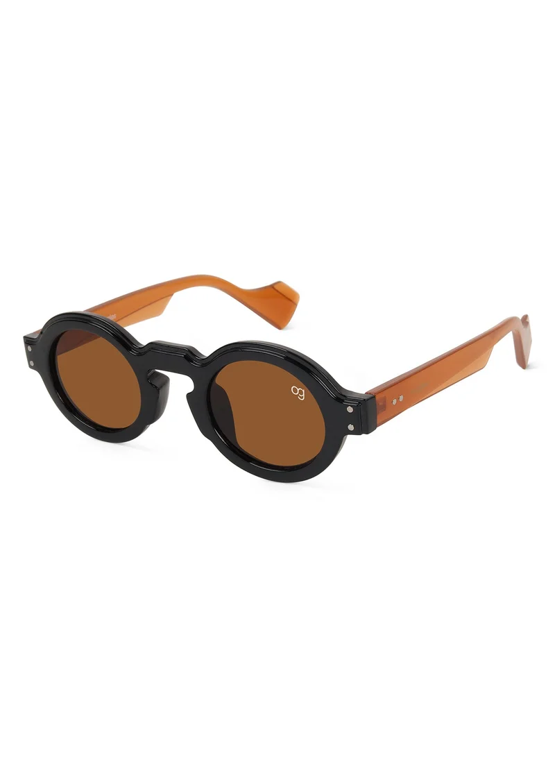 Woggles Designer Brown Round Sunglasses| Men &amp; Women| 100% Uv Protection