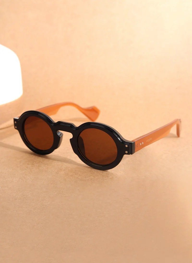 Woggles Designer Brown Round Sunglasses| Men &amp; Women| 100% Uv Protection