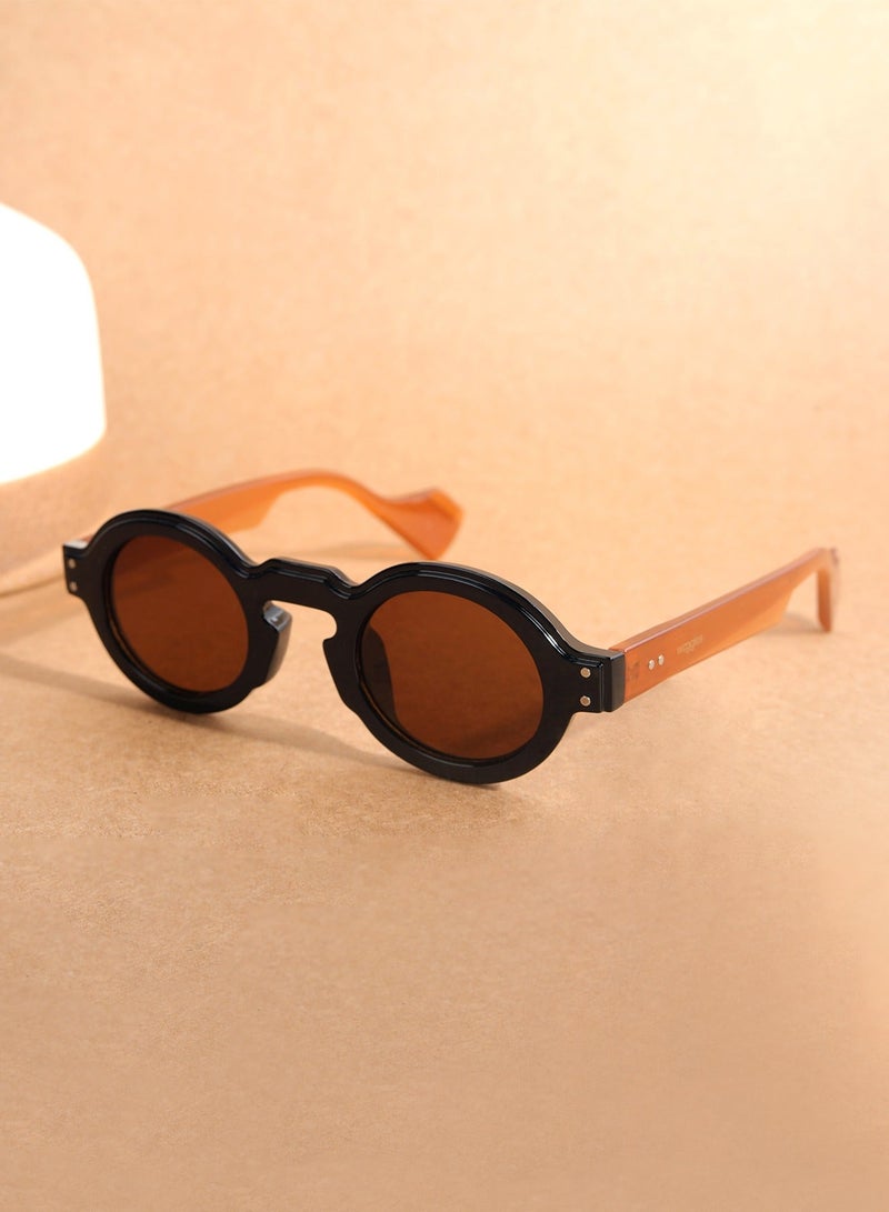 Woggles Designer Brown Round Sunglasses| Men & Women| 100% Uv Protection - Image 1