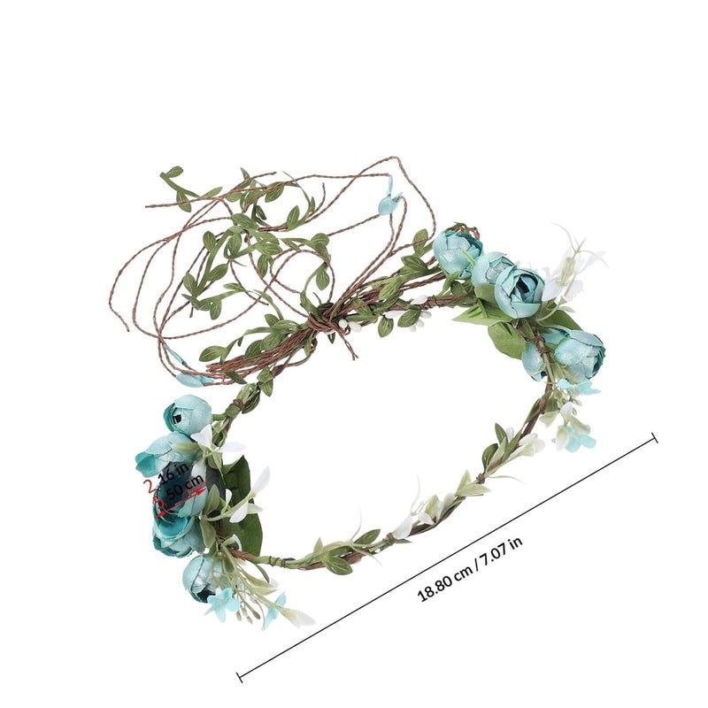 Simulation Flower Hairband for Women, Blue Cloth Floral Headband with Bridal Design, Vintage Style Beach Wedding Hair Accessory for Bride and Photography - Image 2
