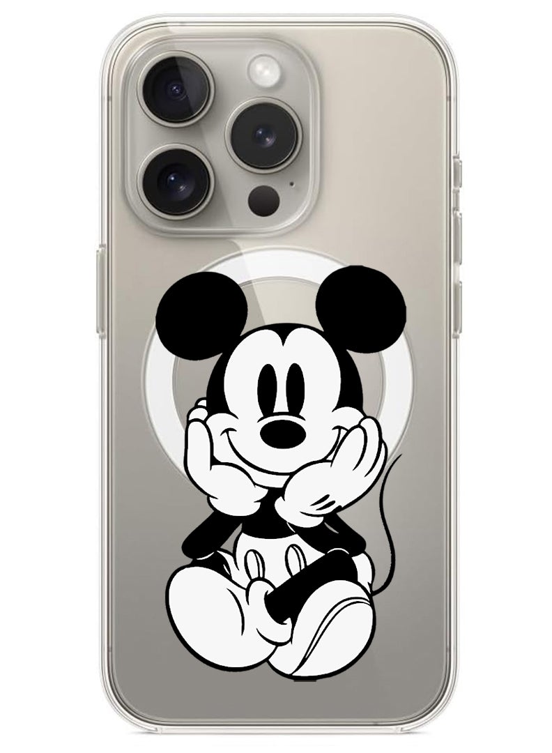 Theodor Magnetic Case for iPhone 15 Pro Max 6.7-inch Compatible with MagSafe Wireless Charging, Shockproof Phone Bumper Cover Mickey sitting - Image 1