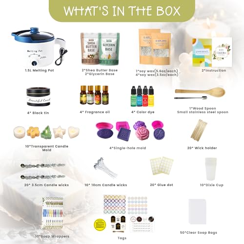 PIUH Basic DIY 2-in-1 Candle & Soap Making Supplies Kit with Wax/Soap Melter and Candles/Soaps Making Supplies for Adults Beginners, Starter Making Candle Soap Craft Kits Gifts - Image 2