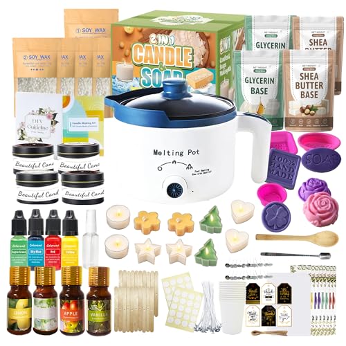 PIUH Basic DIY 2-in-1 Candle & Soap Making Supplies Kit with Wax/Soap Melter and Candles/Soaps Making Supplies for Adults Beginners, Starter Making Candle Soap Craft Kits Gifts - Image 1