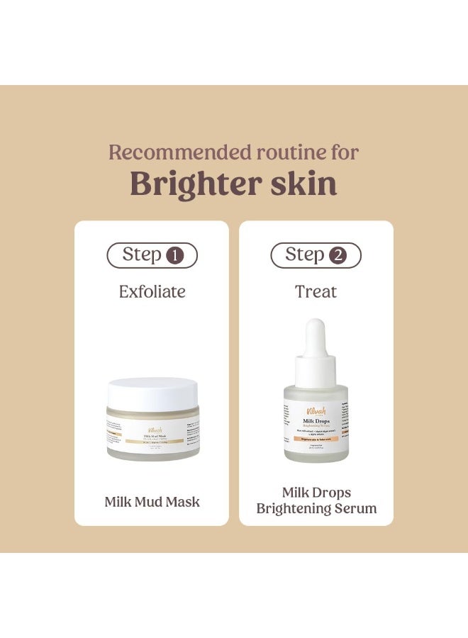 Vilvah STORE Milk Face Combo | De-Tans, Brightens & Clears Skin | Mud Mask 50ml + Brightening Serum 20ml | Fades Dark Spots, Pigmentation & Enhances Glow | For All Skin Types - Image 4