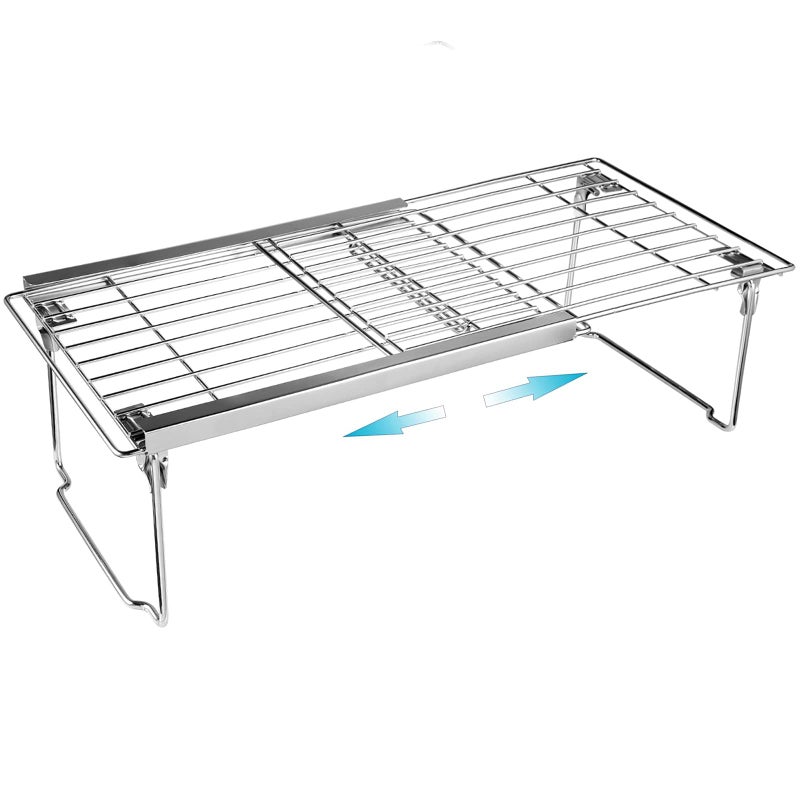Orgneas Expandable Cabinet Shelf Organizer, Adjustable Freezer Shelf 15.8"-22" Thickened Heavy Duty Organizer and Storage Shelf for Kitchen Cabinet Pantry Refrigerator - Image 1