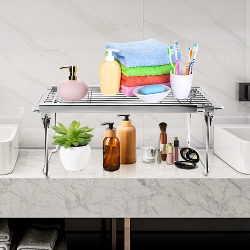 Orgneas Expandable Cabinet Shelf Organizer, Adjustable Freezer Shelf 15.8"-22" Thickened Heavy Duty Organizer and Storage Shelf for Kitchen Cabinet Pantry Refrigerator - Image 5