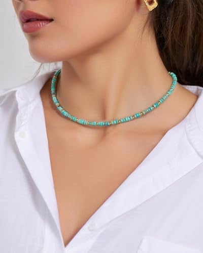 MIDDLUX Turquoise Jewelry for Women, Choker Necklace for Women, Beaded Necklaces for Woman, Turquoise Necklace, Crystal Necklaces, Boho Summer Jewelry - Image 3