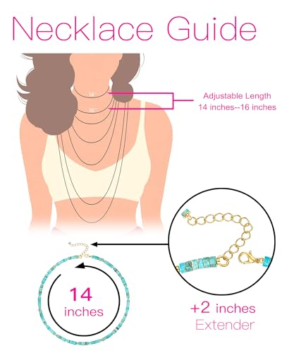 MIDDLUX Turquoise Jewelry for Women, Choker Necklace for Women, Beaded Necklaces for Woman, Turquoise Necklace, Crystal Necklaces, Boho Summer Jewelry - Image 4