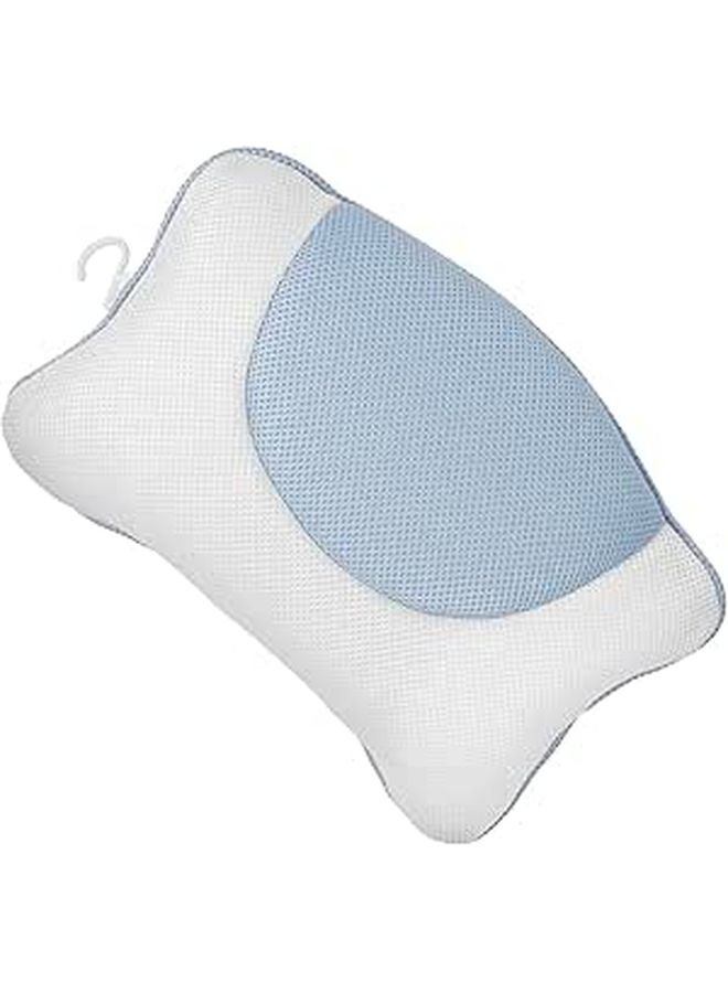 Bath Pillow with 3D Mesh Fabric and Suction Cups Washable Non Slip Bathtub Headrest for Neck Support - Image 1