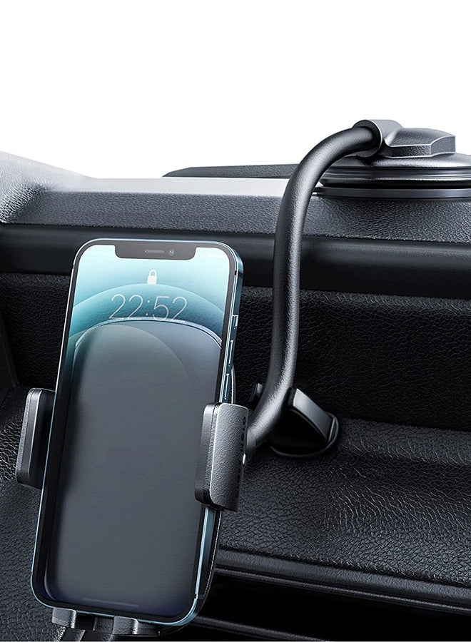 NIBEMINENT Cell Phone Holder for Car Phone Mount Long Arm Dashboard Windshield Car Phone Holder Strong Suction Anti-Shake Stabilizer Phone Car Holder Compatible with All Phone Android Smartphone  - Image 1