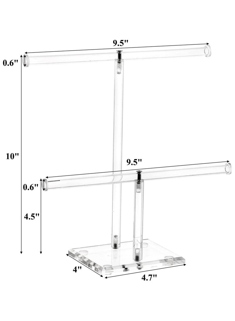 Slasa SLASA 2-Tier Tower Acrylic Jewelry Display Holder, Necklace and Bracelet Hanging Organizer, Clear Stand for Bangles, Necklaces, Rings, Earrings and Watch  - Image 3