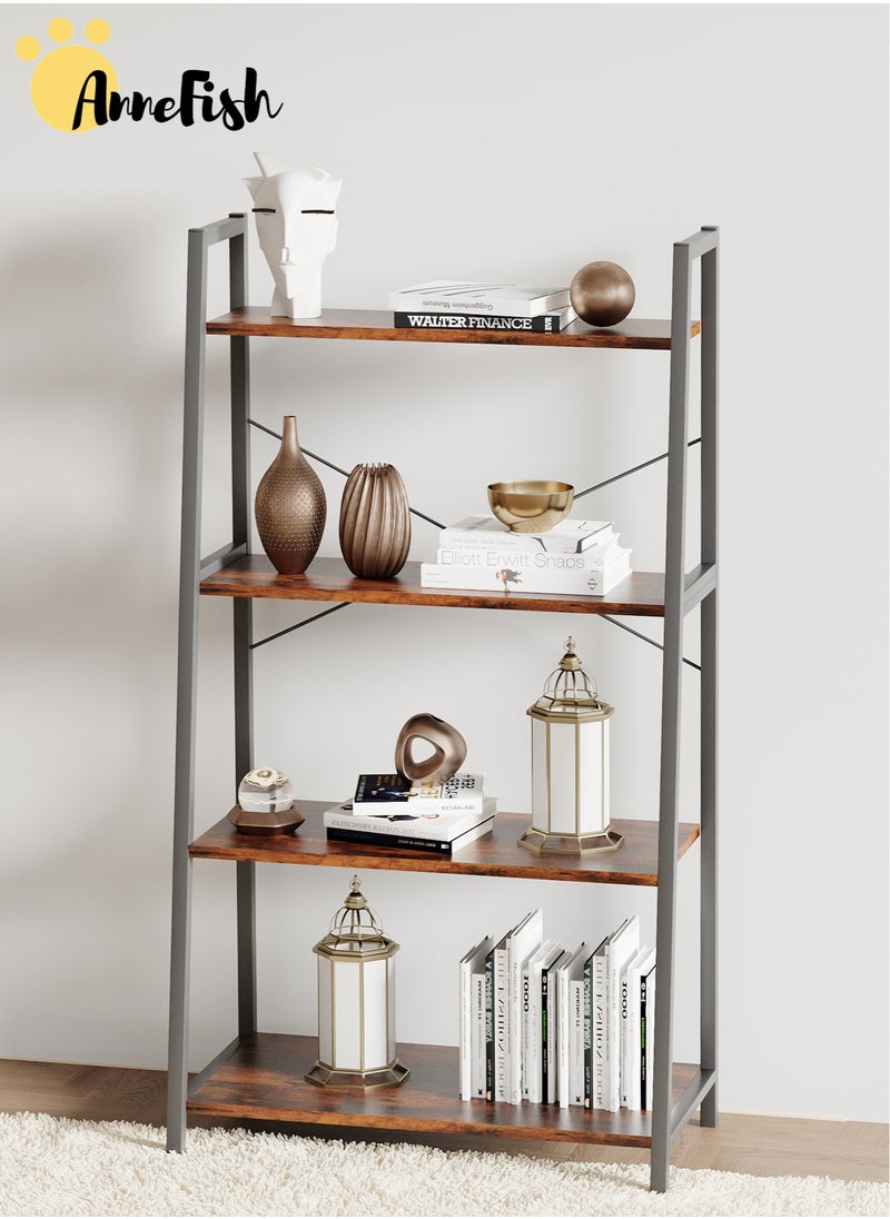 AnneFish 4 Tier Ladder Bookshelf Bookcase Storage Shelves Kitchen Bakers Rack Home Cabinet Cupboard Organizer Microwave Oven Stand For Living Room And Kitchen Easy Assembly  - Image 3