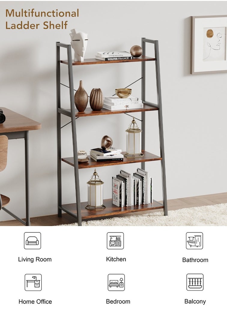 AnneFish 4 Tier Ladder Bookshelf Bookcase Storage Shelves Kitchen Bakers Rack Home Cabinet Cupboard Organizer Microwave Oven Stand For Living Room And Kitchen Easy Assembly  - Image 5