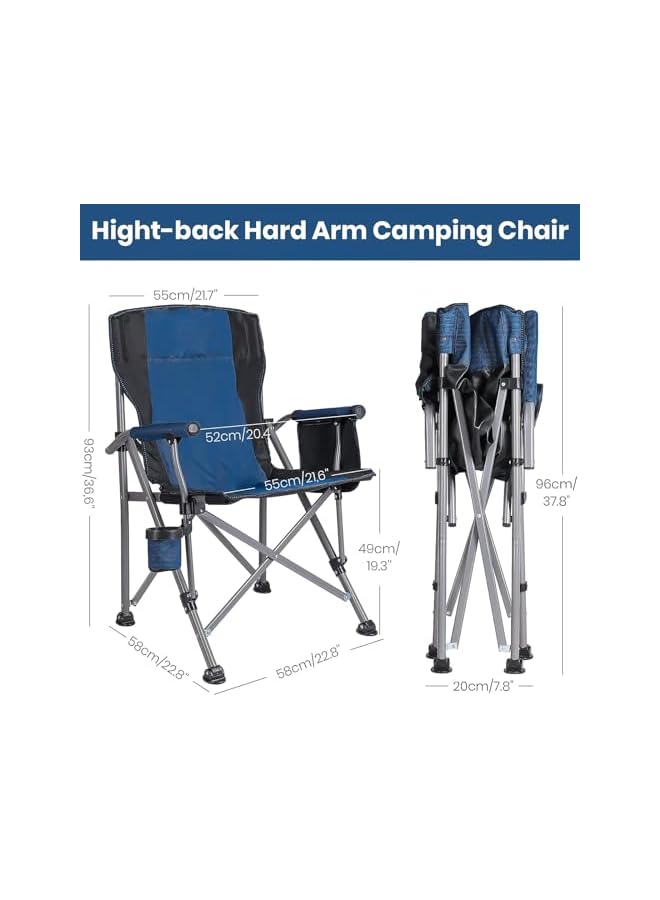 PROMASS Camping Chair, Portable Folding Beach Chair, Garden Chair Heavy Duty Support 150kg Steel Frame Collapsible Padded Arm Chair with Side Pocket and Cup Holder with Carrying Bag, Portable for Outdoor - Image 3