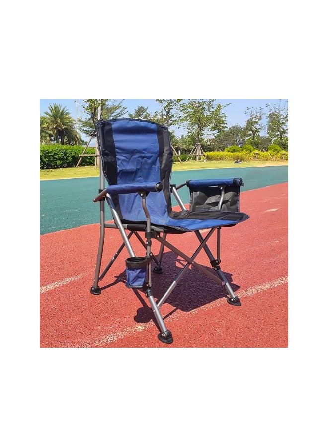 PROMASS Camping Chair, Portable Folding Beach Chair, Garden Chair Heavy Duty Support 150kg Steel Frame Collapsible Padded Arm Chair with Side Pocket and Cup Holder with Carrying Bag, Portable for Outdoor - Image 2