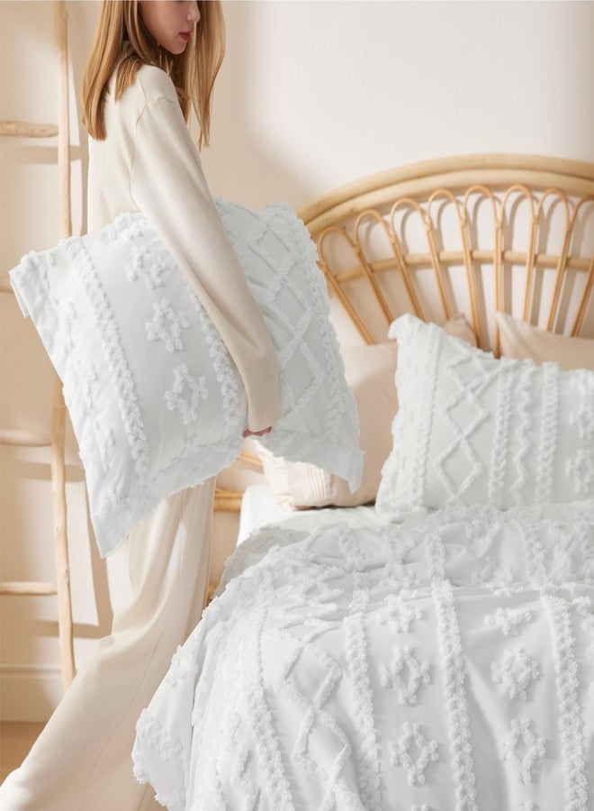 Bedsure Boho Kids Duvet Cover Queen Size（Duvet Insert/Comforter not Included - Tufted Duvet Cover Queen for All Seasons,Soft Shabby Chic Boho Bedding (White, 90" x 90") - Image 2