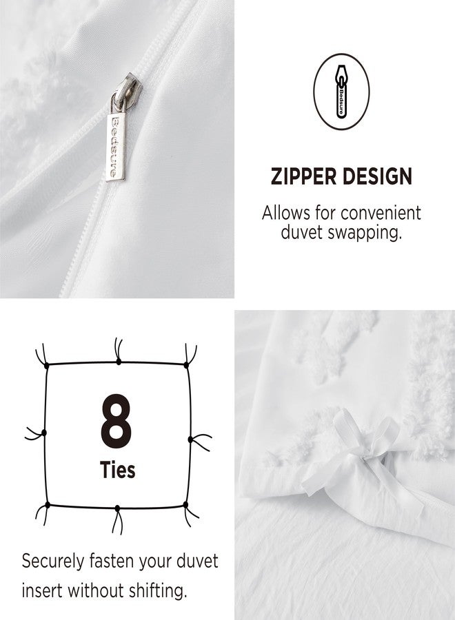 Bedsure Boho Kids Duvet Cover Queen Size（Duvet Insert/Comforter not Included - Tufted Duvet Cover Queen for All Seasons,Soft Shabby Chic Boho Bedding (White, 90" x 90") - Image 5
