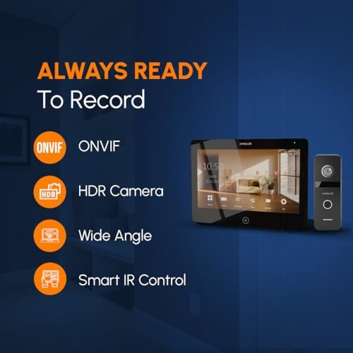 ONETOUCH BIS Certified Smart Video Door Phone with Built-in NVR, 10" HD Touchscreen, Dual Band WiFi, Smart Lock Integration, Supports 8 IP Cameras, 512GB SD Card Support, IKO7 Camera, Black - Image 4