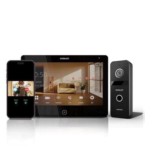 ONETOUCH BIS Certified Smart Video Door Phone with Built-in NVR, 10" HD Touchscreen, Dual Band WiFi, Smart Lock Integration, Supports 8 IP Cameras, 512GB SD Card Support, IKO7 Camera, Black - Image 1