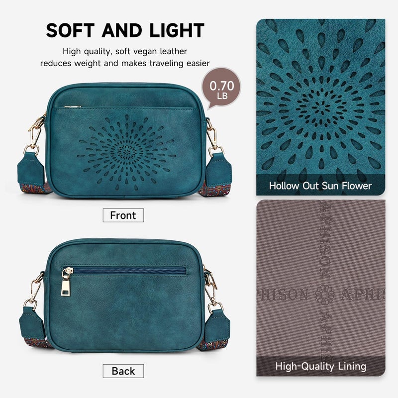 APHISON Crossbody Bags for Women Trendy,Vegan Leather Small Crossbody Purses Shoulder Handbags with Adjustable Strap Peacock Blue - Image 5