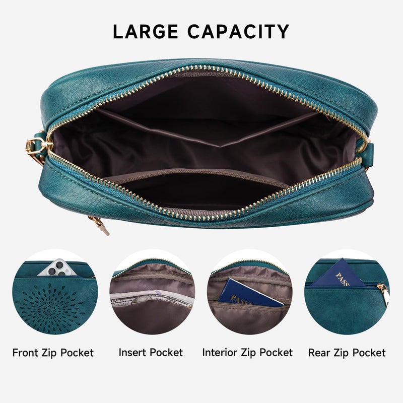 APHISON Crossbody Bags for Women Trendy,Vegan Leather Small Crossbody Purses Shoulder Handbags with Adjustable Strap Peacock Blue - Image 3