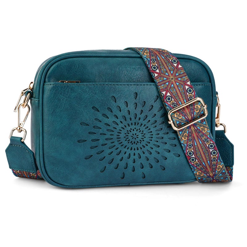 APHISON Crossbody Bags for Women Trendy,Vegan Leather Small Crossbody Purses Shoulder Handbags with Adjustable Strap Peacock Blue - Image 1