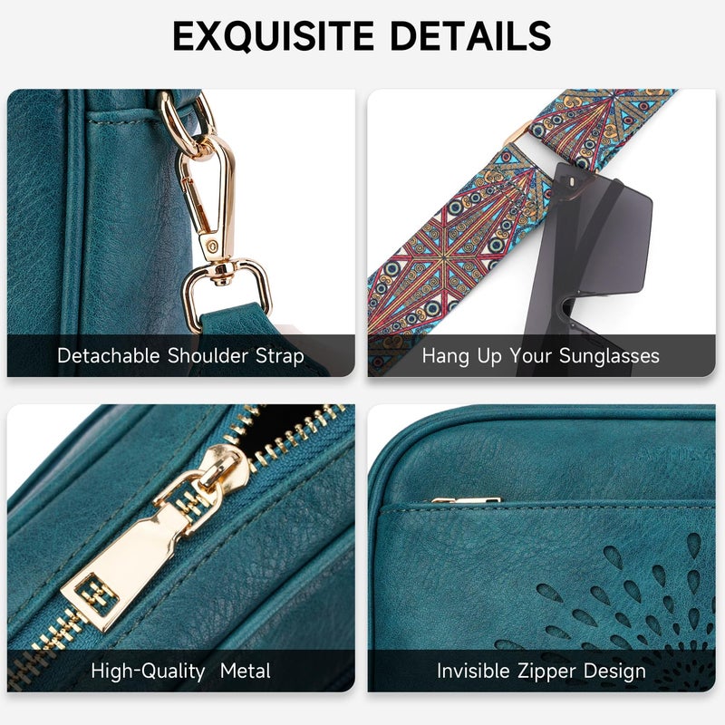APHISON Crossbody Bags for Women Trendy,Vegan Leather Small Crossbody Purses Shoulder Handbags with Adjustable Strap Peacock Blue - Image 4