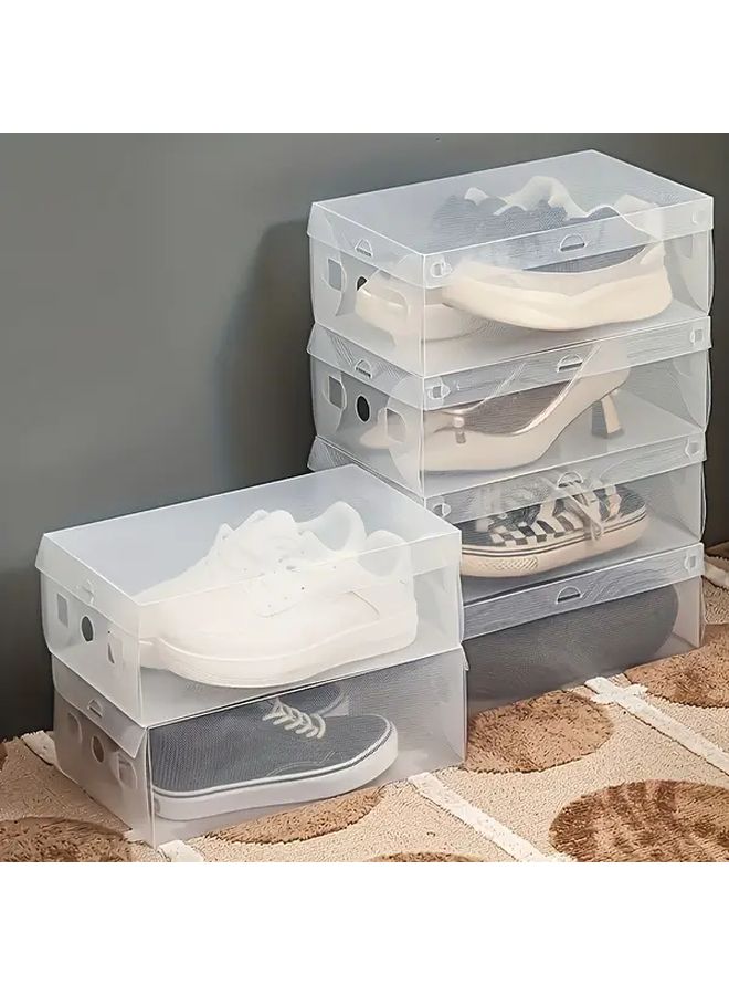 4pcs Transparent Stackable Shoe Storage Boxes With Flip Top Lids Easy Clean Foldable - Image 1