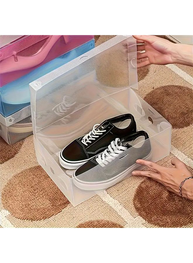 4pcs Transparent Stackable Shoe Storage Boxes With Flip Top Lids Easy Clean Foldable - Image 5