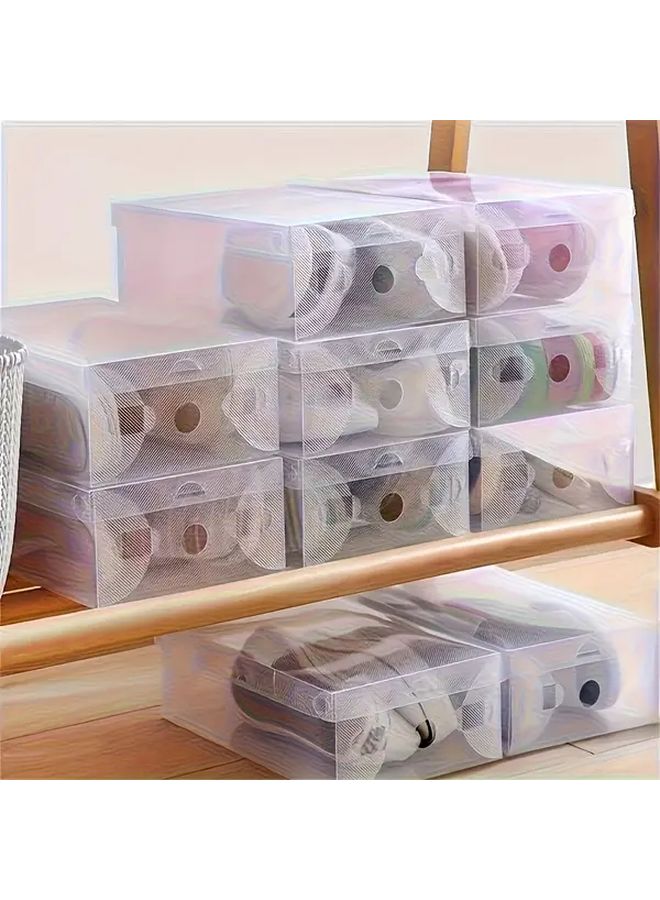 4pcs Transparent Stackable Shoe Storage Boxes With Flip Top Lids Easy Clean Foldable - Image 4
