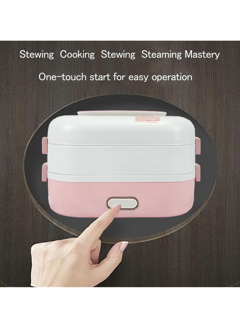XiuWoo Double Layer Electric Heating Lunch Box, With Vacuum Preservation Pump, Steaming Lunch Box, 304 Stainless Steel Inner Liner, Suitable For Home,Office Workers,School,350W  - Image 5