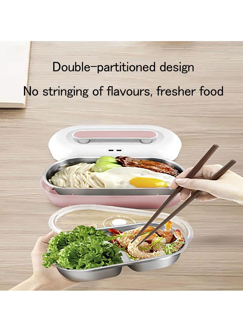 XiuWoo Double Layer Electric Heating Lunch Box, With Vacuum Preservation Pump, Steaming Lunch Box, 304 Stainless Steel Inner Liner, Suitable For Home,Office Workers,School,350W  - Image 2