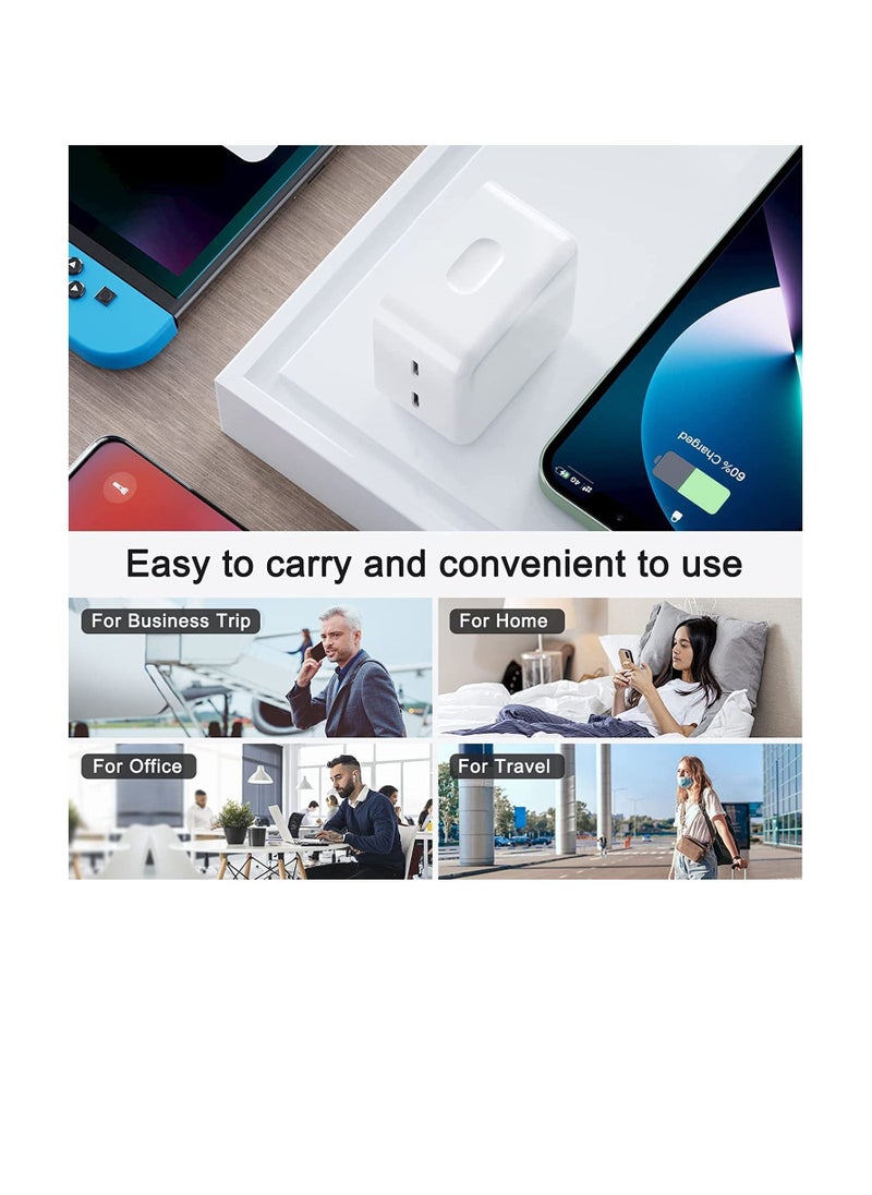 Generic - 35W USB C Plug Fast Charger, Dual USB C Port Power Adapter PD 3.0 Wall Charger Compatible With iPhone 13/13 Pro/13 Pro Max/12/11/SE 3, iPad Pro Air Pods Pro, - Image 1