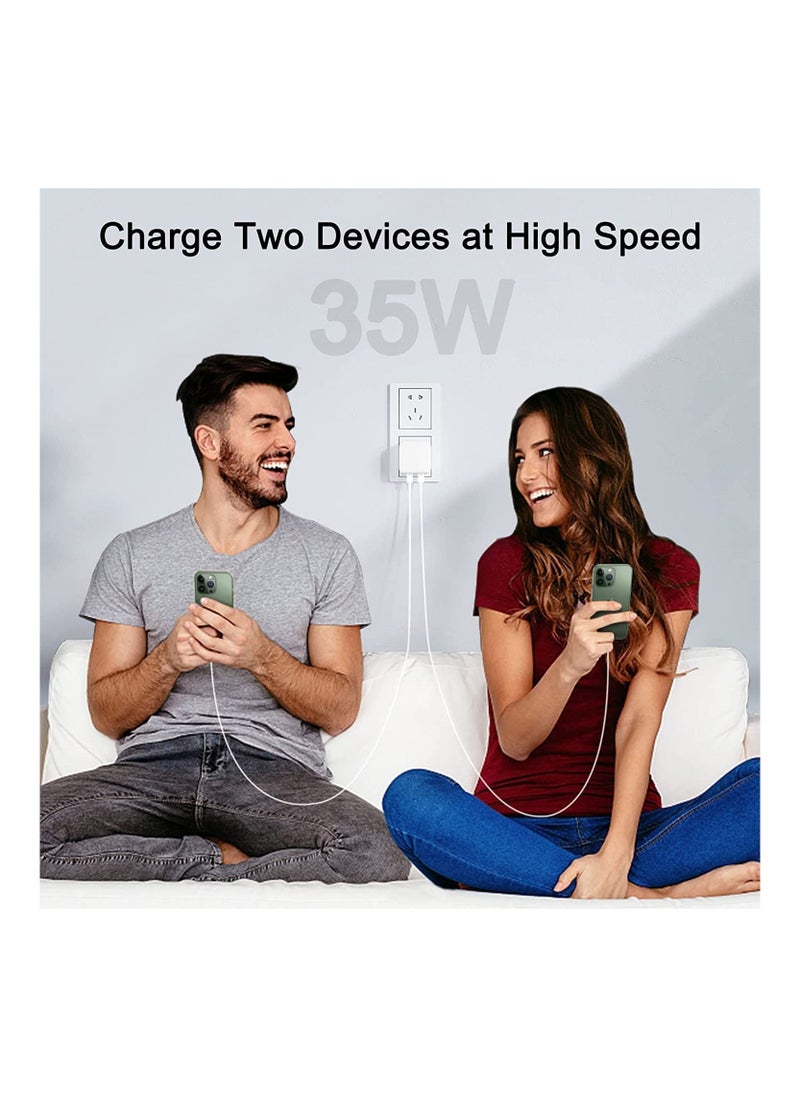 Generic - 35W USB C Plug Fast Charger, Dual USB C Port Power Adapter PD 3.0 Wall Charger Compatible With iPhone 13/13 Pro/13 Pro Max/12/11/SE 3, iPad Pro Air Pods Pro, - Image 1