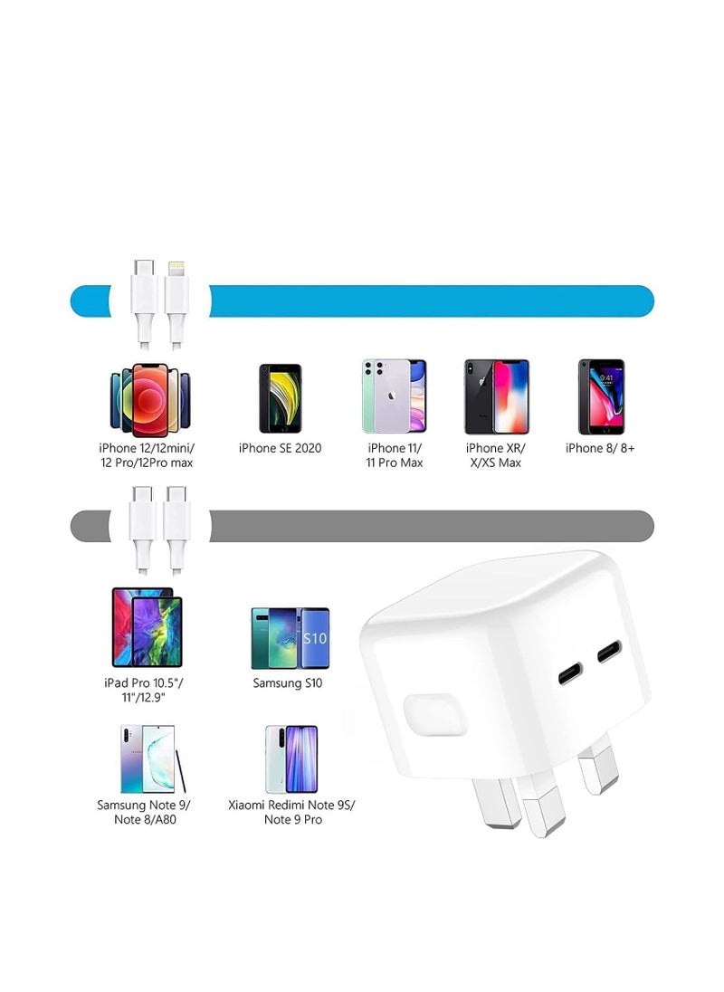 Generic - 35W USB C Plug Fast Charger, Dual USB C Port Power Adapter PD 3.0 Wall Charger Compatible With iPhone 13/13 Pro/13 Pro Max/12/11/SE 3, iPad Pro Air Pods Pro, - Image 1