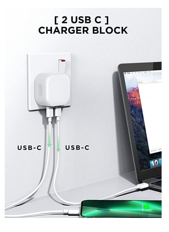 Generic - 35W USB C Plug Fast Charger, Dual USB C Port Power Adapter PD 3.0 Wall Charger Compatible With iPhone 13/13 Pro/13 Pro Max/12/11/SE 3, iPad Pro Air Pods Pro, - Image 1