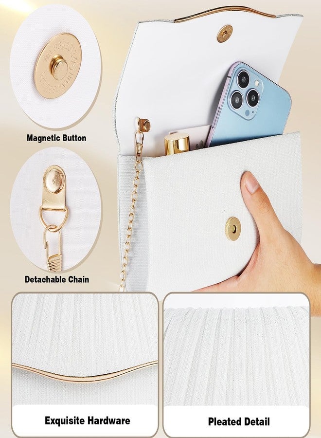 lovyoCoCo Clutch Purses for Women Formal Dressy Evening Bag Handbags Crossbody Bag for Wedding Cocktail Prom Party Elegance Charm (White) - Image 4