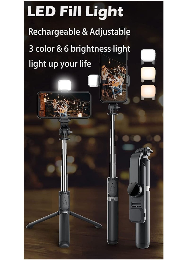 ELTRAZONE Mobilife Selfie Stick with Light,Long Selfie Stick with Tripod Stand 104cm Plus,Bluetooth Mobile Selfie Stick for Mobile Phone, Makeup,Vlogging,Youtube,Live,Iphone/Mi/Vivo/Oppo/Samsung,Black  - Image 2
