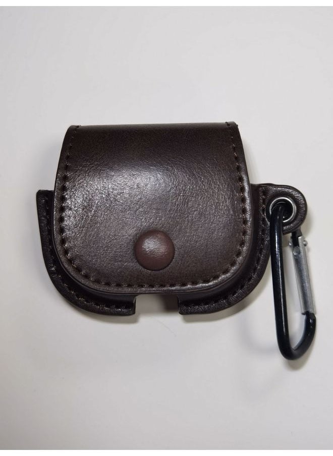 Generic - For AirPods Pro/pro2/2 Generation/3 Generation Bluetooth Solid Color Leather Wireless Bluetooth Protective Cover-Color:Dark Brown-Applicable Model:airpods 1/2 Generation - Image 1