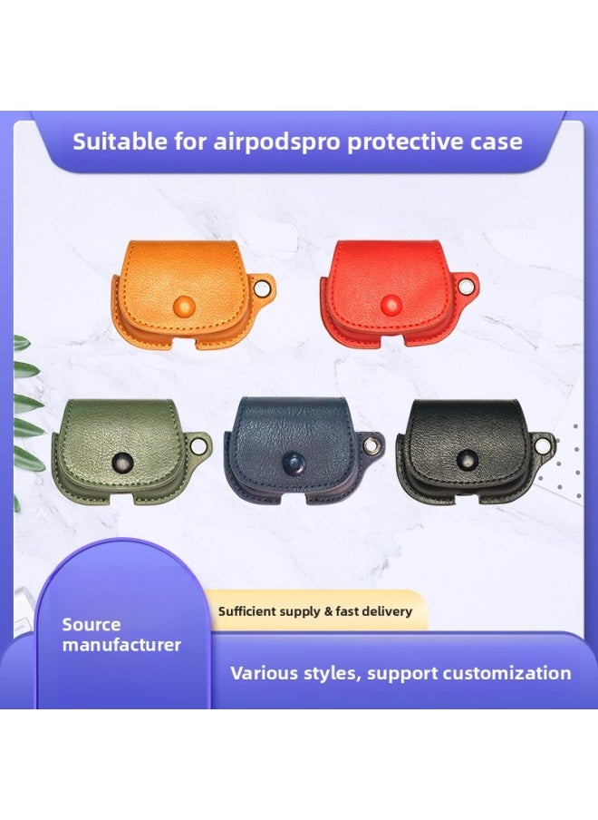 Generic - For AirPods Pro/pro2/2 Generation/3 Generation Bluetooth Solid Color Leather Wireless Bluetooth Protective Cover-Color:Dark Brown-Applicable Model:airpods 1/2 Generation - Image 1