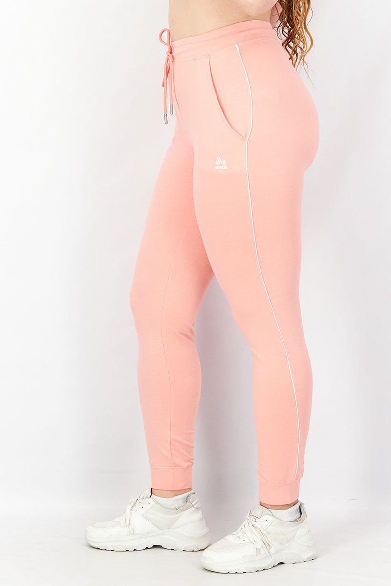RBX Women Sportswear Fit Brand Logo Training Jogger Pants, Pink - Image 2