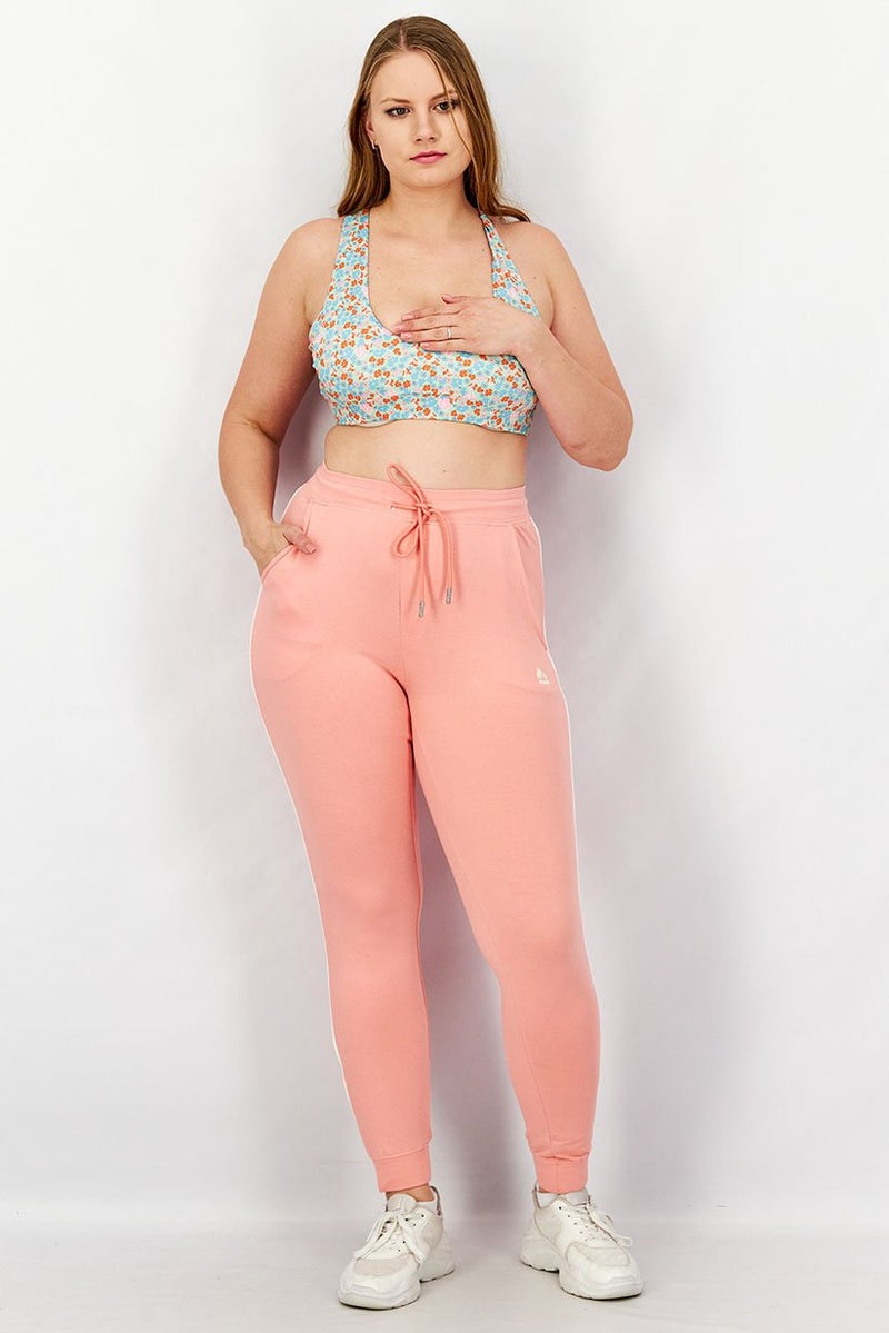 RBX Women Sportswear Fit Brand Logo Training Jogger Pants, Pink - Image 4